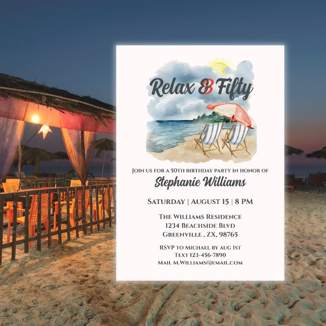 Invitación Relájate y sé el tema de la silla de playa 50 Trop (Subido por el creador)