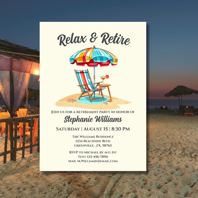 Invitación Relájese y retire la silla Tropical Coctail Beach (Subido por el creador)