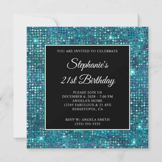Invitación Relieve metalizado 21º cumpleaños del diamante Ver (Anverso)