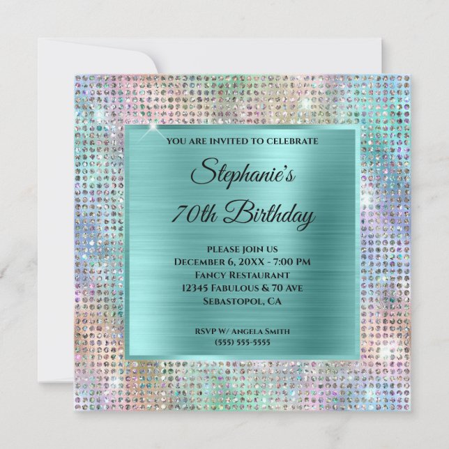 Invitación Relieve metalizado 70º cumpleaños del diamante irl (Anverso)