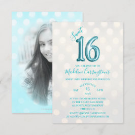 Invitación Relieve metalizado Aqua Sparkle Sweet 16 Birthday 