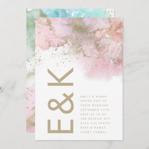 Invitación Relieve metalizado artístico moderno acuarela Mono