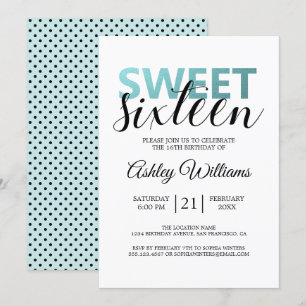 Invitación Relieve metalizado azul moderno elegante dulce 16