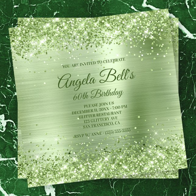 Invitación Relieve metalizado cepillado de Purpurina verde de (Subido por el creador)
