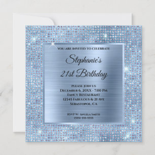 Invitación Relieve metalizado con estampado de diamante azul
