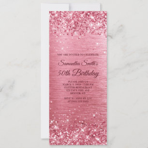 Invitación Relieve metalizado de cepillado rosado Purpurinoso