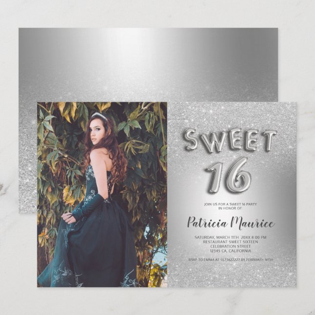 Invitación Relieve metalizado de  de la foto de las letras os (Anverso / Reverso)