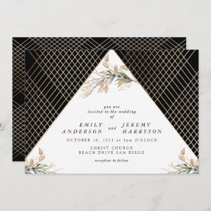 Invitación Relieve metalizado de diamantes de Boho Onyx Deco