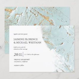 Invitación Relieve metalizado de imitación de oro azul textur