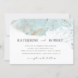 Invitación Relieve metalizado de imitación de oro azul textur