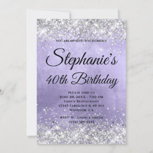 Invitación Relieve metalizado de lavanda pálida Purpurina pla