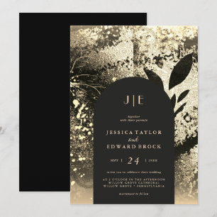 Invitación Relieve metalizado de moda Faux Gold Boda de resum