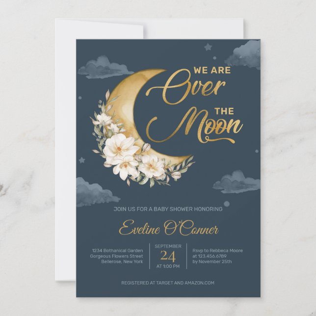 Invitación Relieve metalizado de oro azul de la Marina Boho s (Anverso)