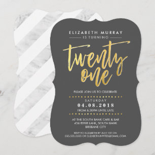 Invitación Relieve metalizado de oro de moda tipo SCRIPT MANO