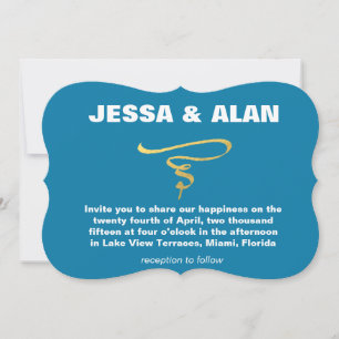 Invitación Relieve metalizado de oro de swirl faux