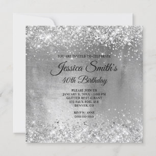 Invitación Relieve metalizado de Purpurina gris de plata espu