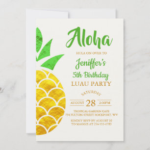 Invitación Relieve metalizado de verano Piña Geométrica de Or