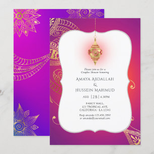 Invitación Relieve metalizado dorado Arabian Bollywood Couple