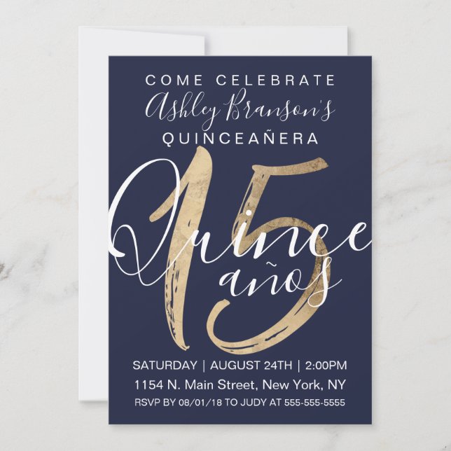 Invitación Relieve metalizado dorado azul de la Marina Girona (Anverso)