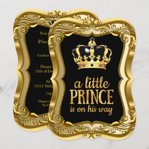 Invitación Relieve metalizado dorado Black Faux de Little Pri