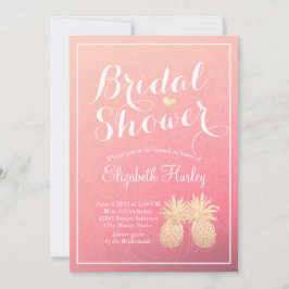 Invitación Relieve metalizado dorado Bridal Shower Pineapple 