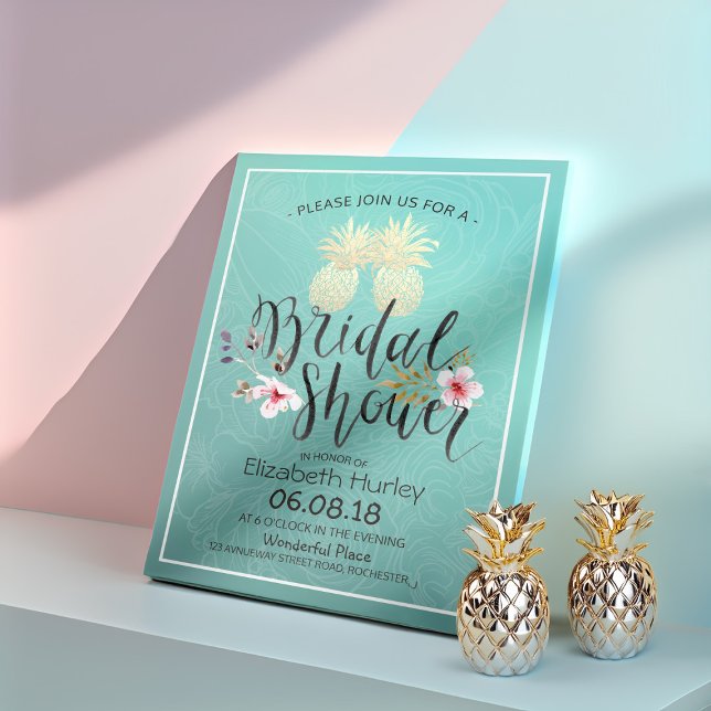 Invitación Relieve metalizado dorado Bridal Shower Pineapple  (Subido por el creador)