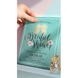 Invitación Relieve metalizado dorado Bridal Shower Pineapple 