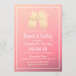 Invitación Relieve metalizado dorado Bridal Shower Pineapple 