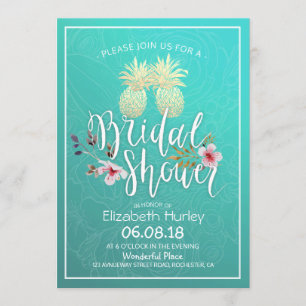 Invitación Relieve metalizado dorado Bridal Shower Pineapple