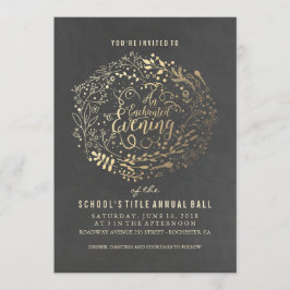 Invitación Relieve metalizado dorado Chalkboard Floral Bouque