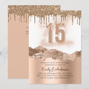 Invitación Relieve metalizado dorado de glamour Purpurina Qui