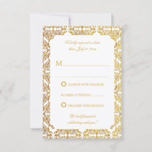 Invitación Relieve metalizado dorado de imitación de la época