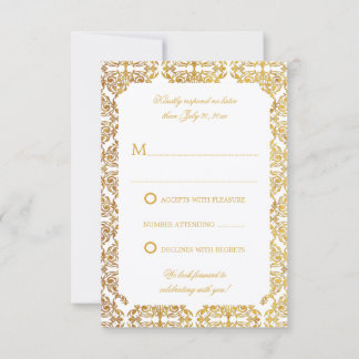 Invitación Relieve metalizado dorado de imitación de la época