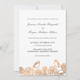 Invitación Relieve metalizado dorado de lujo Boda floral mode