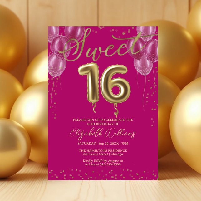 Invitación Relieve metalizado dorado dulce 16 Fiesta de los g (Subido por el creador)