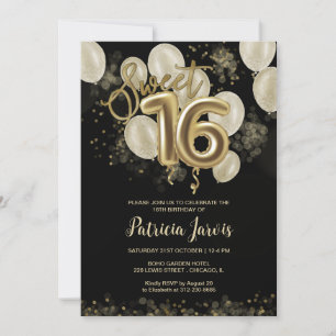 Invitación Relieve metalizado dorado dulce 16 Fiesta de los g