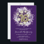 Invitación Relieve metalizado dorado dulce 16 globos de cumpl<br><div class="desc">Hágale saber a tus amigos que marquen sus calendarios para tu día especial con estas hermosas y polvorientas invitaciones azules Sweet 16. Cada invitación incluye un diseño festivo con bonitos globos, perfecto para crear un ambiente de diversión y celebración. Ya sea que planees organizar una gran fiesta de baile o...</div>