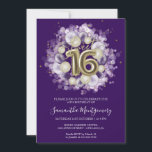 Invitación Relieve metalizado dorado dulce 16 globos de cumpl<br><div class="desc">Hágale saber a tus amigos que marquen sus calendarios para tu día especial con estas hermosas y polvorientas invitaciones azules Sweet 16. Cada invitación incluye un diseño festivo con bonitos globos, perfecto para crear un ambiente de diversión y celebración. Ya sea que planees organizar una gran fiesta de baile o...</div>