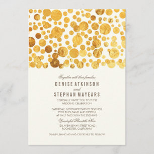 Invitación Relieve metalizado dorado Efecto Confetti Elegante