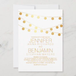 Invitación Relieve metalizado dorado Efecto String Luces Boda