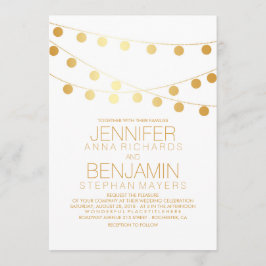 Invitación Relieve metalizado dorado Efecto String Luces Boda