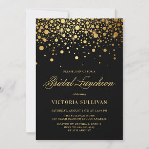 Invitación Relieve metalizado dorado falso Confetti Black Bri