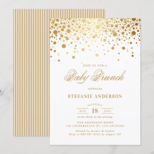 Invitación Relieve metalizado dorado falso confetti puntos Ba