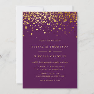 Invitación Relieve metalizado dorado falso Confetti puntos Bo