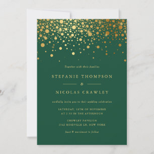 Invitación Relieve metalizado dorado falso confetti puntos Bo