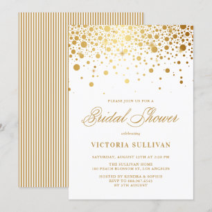 Invitación Relieve metalizado dorado falso confetti puntos du