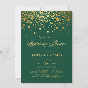 Invitación Relieve metalizado dorado falso confetti puntos du