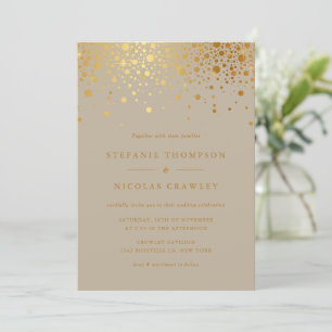 Invitación Relieve metalizado dorado falso confetti puntos ta