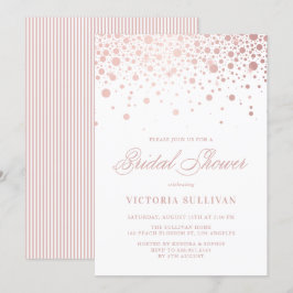 Invitación Relieve metalizado dorado falso Rosa Confetti Dots