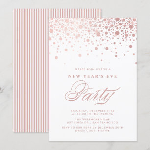 Invitación Relieve metalizado dorado falso Rosa Confetti Fies